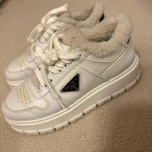 Prada Women's White and Cream Sneakers